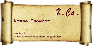 Komsa Csombor névjegykártya